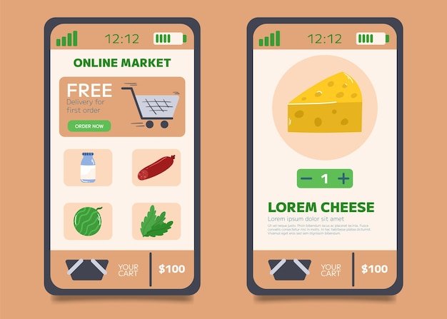 A split-screen image showing the interfaces of two different cashback apps, one focused on grocery purchases and the other on a broader range of retail categories.