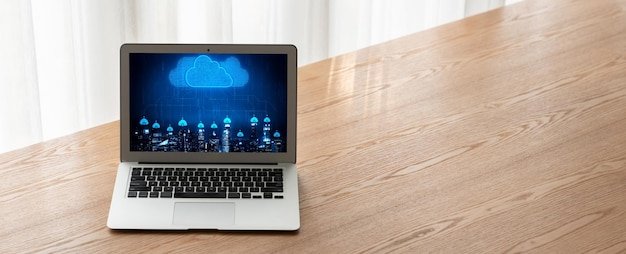 A clean, modern graphic of the Salesforce Sales Cloud interface on a laptop screen, highlighting key features like opportunity tracking, lead scoring, and sales analytics dashboards. The image should convey efficiency and data-driven decision-making within a sales team.