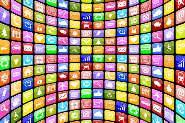 A collage of app icons showcasing various language learning platforms with diverse designs and color schemes. This would provide a visual representation of the options available.