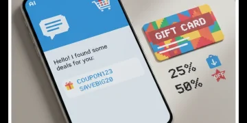 AI chatbot interface on smartphone showing coupon codes and shopping discounts