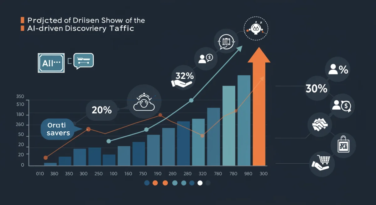 Infographic showing projected growth of AI deal discovery traffic