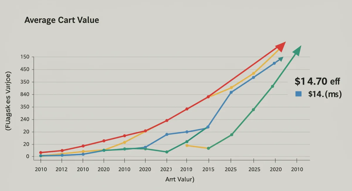 Graph showing increasing average cart value over years, peaking in 2025 BFCM.