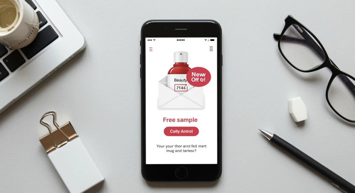 Email notification for free beauty sample offer