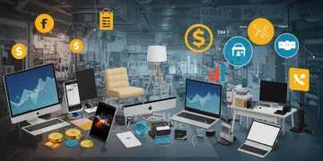 Illustration of electronics and furniture driving BNPL transactions