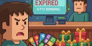 Customer with multiple loyalty cards and expired rewards points during holiday shopping season