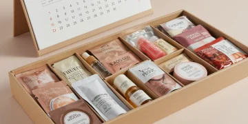 Assortment of free beauty samples in a box for January 2025
